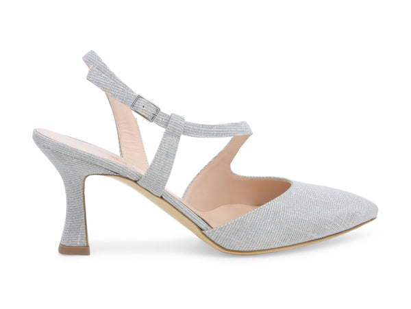 Melluso décolleté tallone aperto tessuto galassia argento E1634D-223478